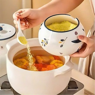 Hũ Đựng Mỡ, Đựng Gia Vị Bằng Sứ Có Tay Cầm Phong Cách Hiện Đại (Kèm Thìa)