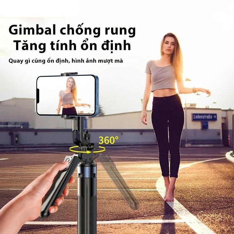 Gậy chụp ảnh tự sướng đa năng Tripod 4 chân 1m8 remote bluetooth có tay cầm quay video xoay 360 chống rung chuyên nghiệp