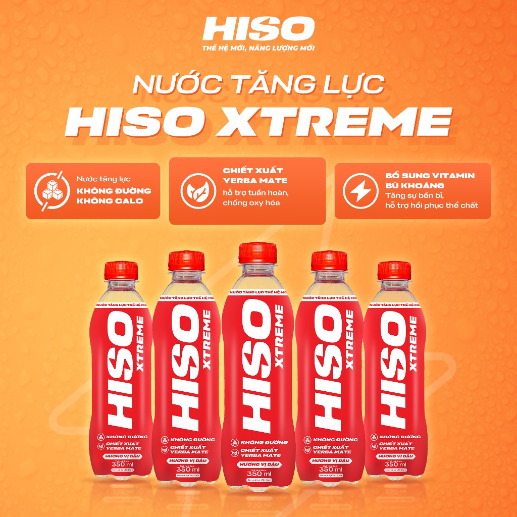 (THÙNG 24 CHAI) HISO Xtreme | Nước tăng lực không đường bổ sung chiết xuất Yerba Mate