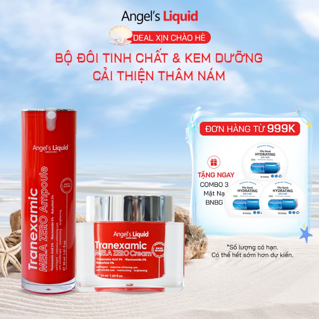 Bộ Đôi Serum & Kem Dưỡng Tranexamic Acid Mela Zero Ampoule 30ml & Cream 50ml (ĐỎ)