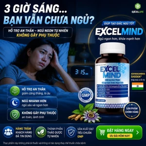 ExcelMind Ashwagandha - Hỗ Trợ Ngủ Ngon, Ngủ Sâu Giấc, Giảm Căng Thẳng, An Thần từ Sâm Ấn Độ Shoden