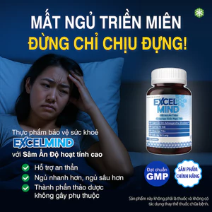 ExcelMind – Viên uống hỗ trợ giấc ngủ, an thần, giảm mất ngủ từ Sâm Ấn Độ Ashwagandha