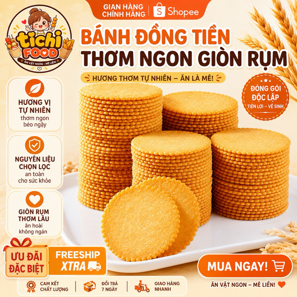 [Thùng 5kg] bánh quy đồng tiền thơm ngon