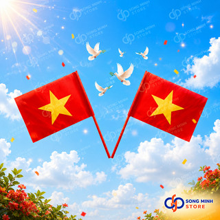 CỜ ĐỎ SAO VÀNG - CỜ TỔ QUỐC - CỜ NƯỚC CẦM TAY [CÁN NHỰA ĐỎ]