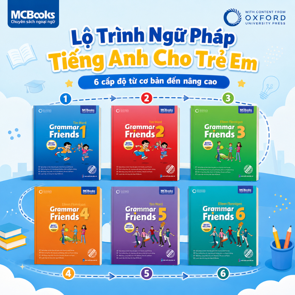 Sách Grammar Friends 1–6 | Trọn Bộ Ngữ Pháp Tiếng Anh Thiếu Nhi Chuẩn Oxford Học Ngữ Pháp Từ Cơ Bản