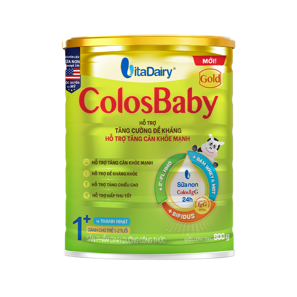 Sữa ColosBaby Gold Vị Thanh Nhạt 800g Vitadairy, IgG Tăng Đề Kháng Cho Bé, Dễ Uống - TN Baby