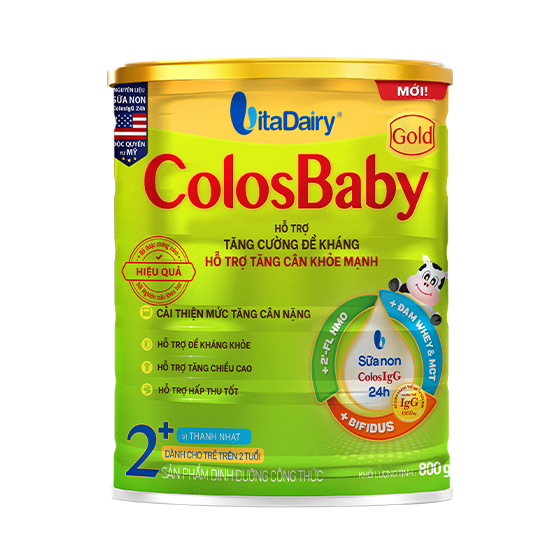 Sữa ColosBaby Gold Vị Thanh Nhạt 800g Vitadairy, IgG Tăng Đề Kháng Cho Bé, Dễ Uống - TN Baby