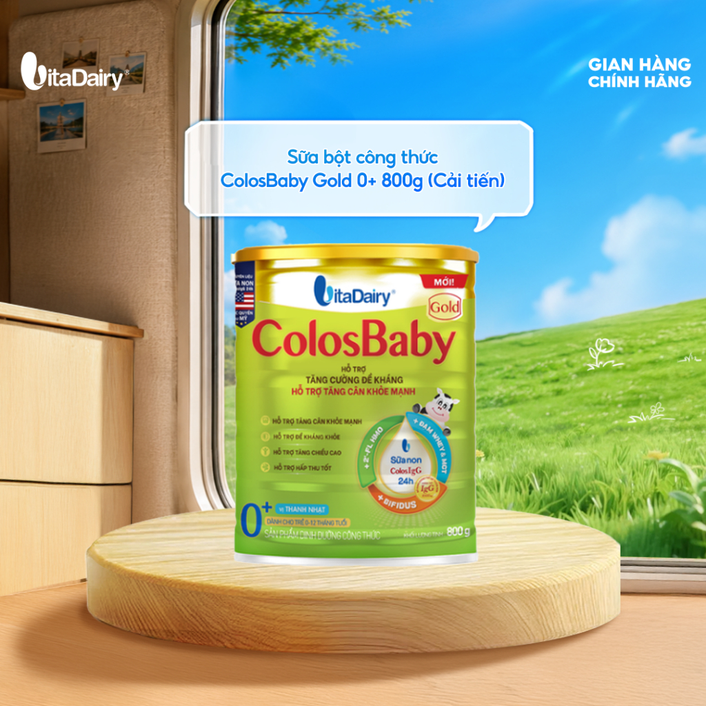 Sữa ColosBaby Gold Vị Thanh Nhạt 800g Vitadairy, IgG Tăng Đề Kháng Cho Bé, Dễ Uống - TN Baby