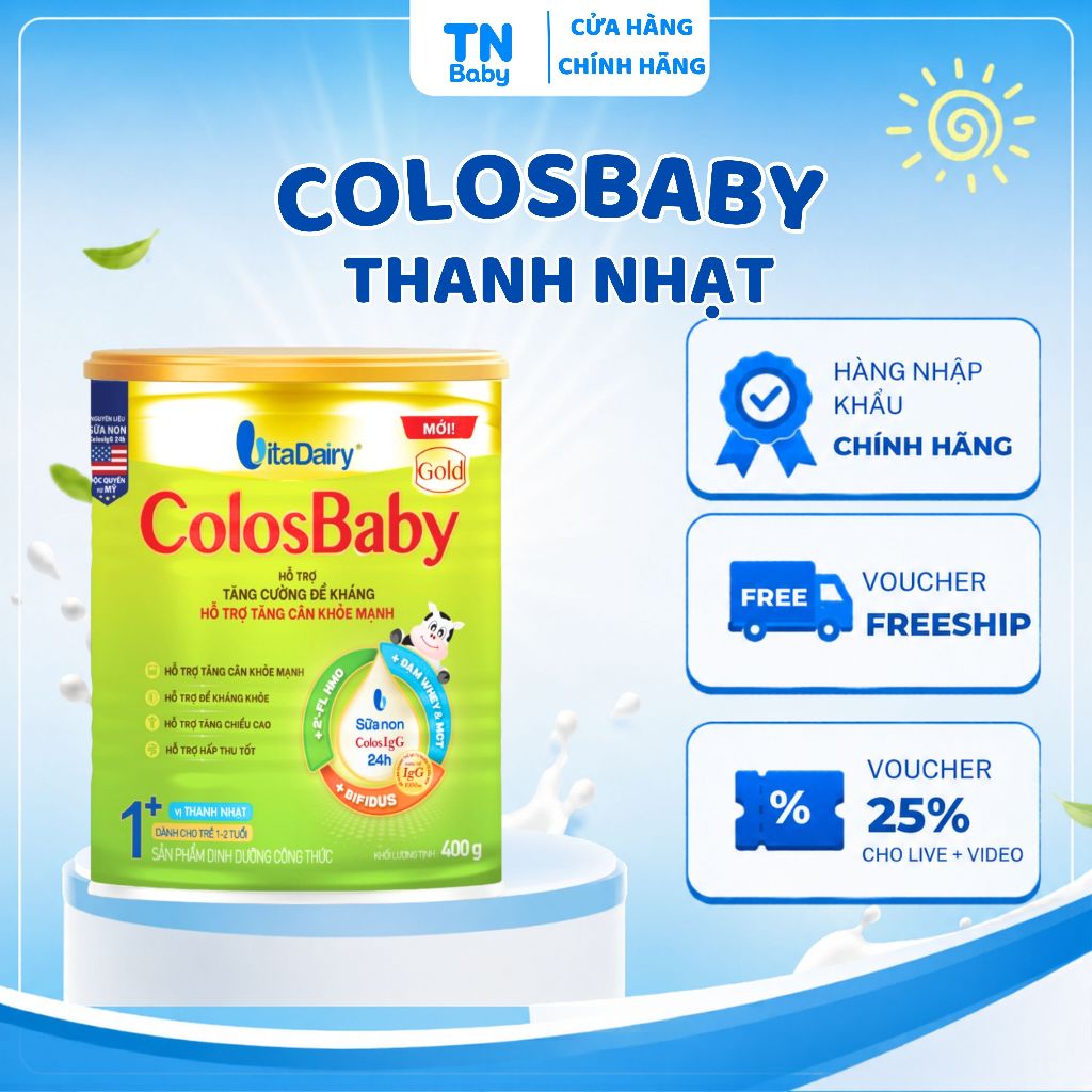 Sữa ColosBaby Gold Vị Thanh Nhạt 800g Vitadairy, IgG Tăng Đề Kháng Cho Bé, Dễ Uống - TN Baby
