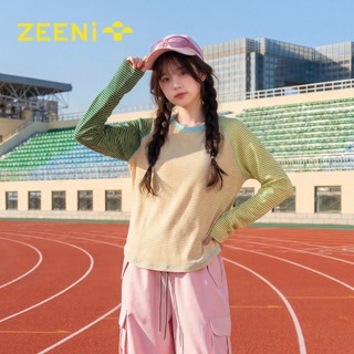 ZEENi 2 lựa chọn màu sắc Áo dài tay chống nắng thời trang dành cho nữ Áo nỉ Thể thao ngoài trời Chống tia UV áo sọc