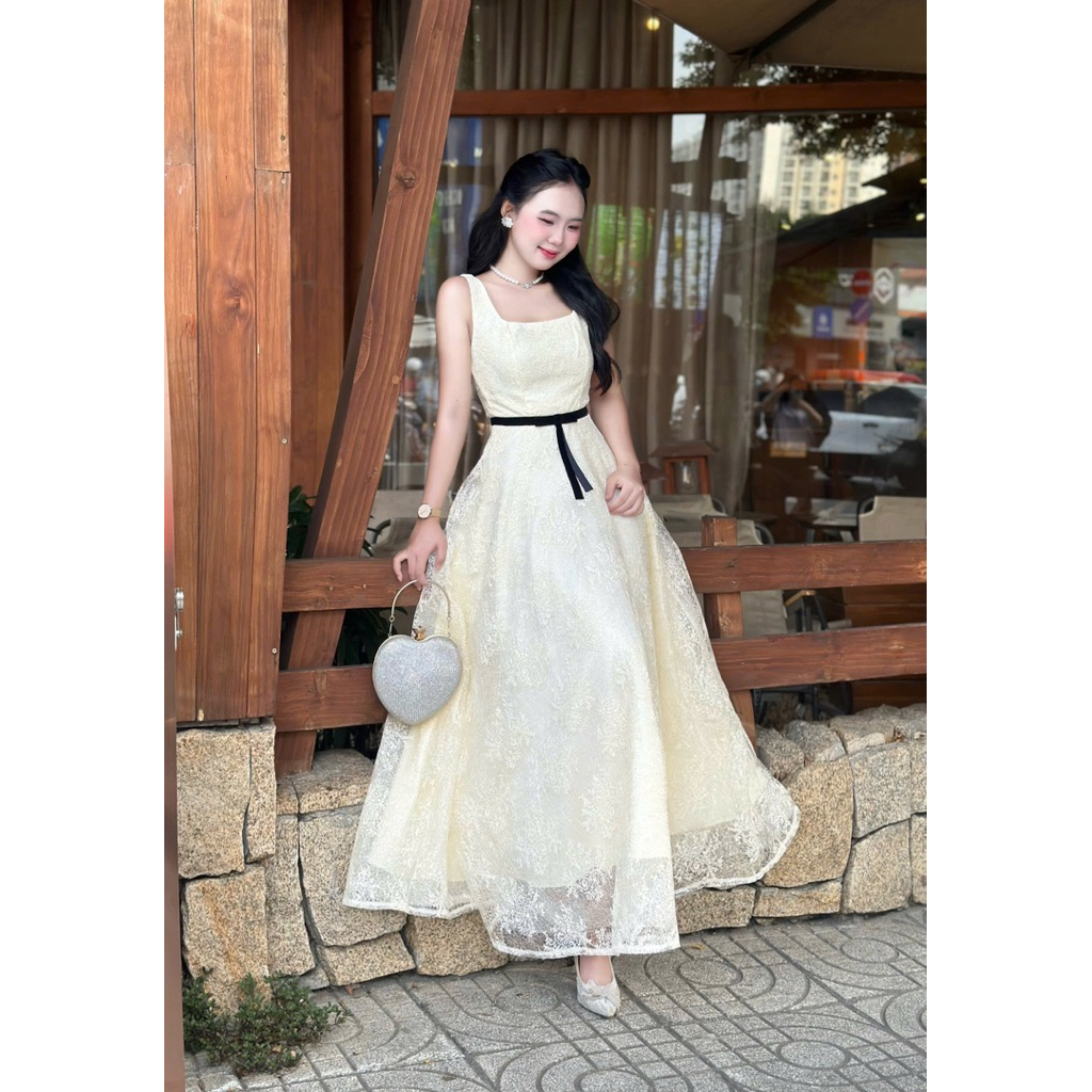 Đầm Váy Dự Tiệc Ren Lasy Thời Trang Nữ Chất Ren Kim Tuyến Lấp Lánh Đi Tiệc Sang Trọng Vibe Tiểu Thư