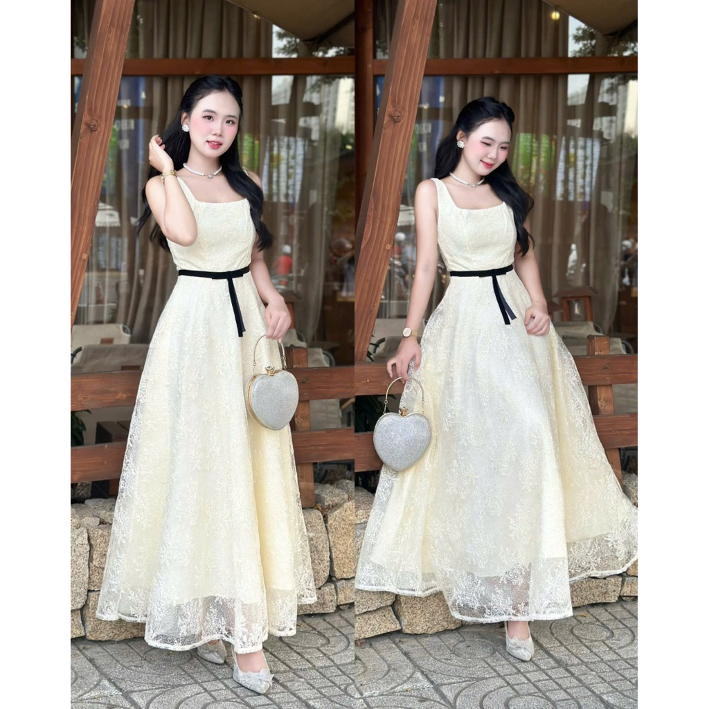 Đầm Váy Dự Tiệc Ren Lasy Thời Trang Nữ Chất Ren Kim Tuyến Lấp Lánh Đi Tiệc Sang Trọng Vibe Tiểu Thư