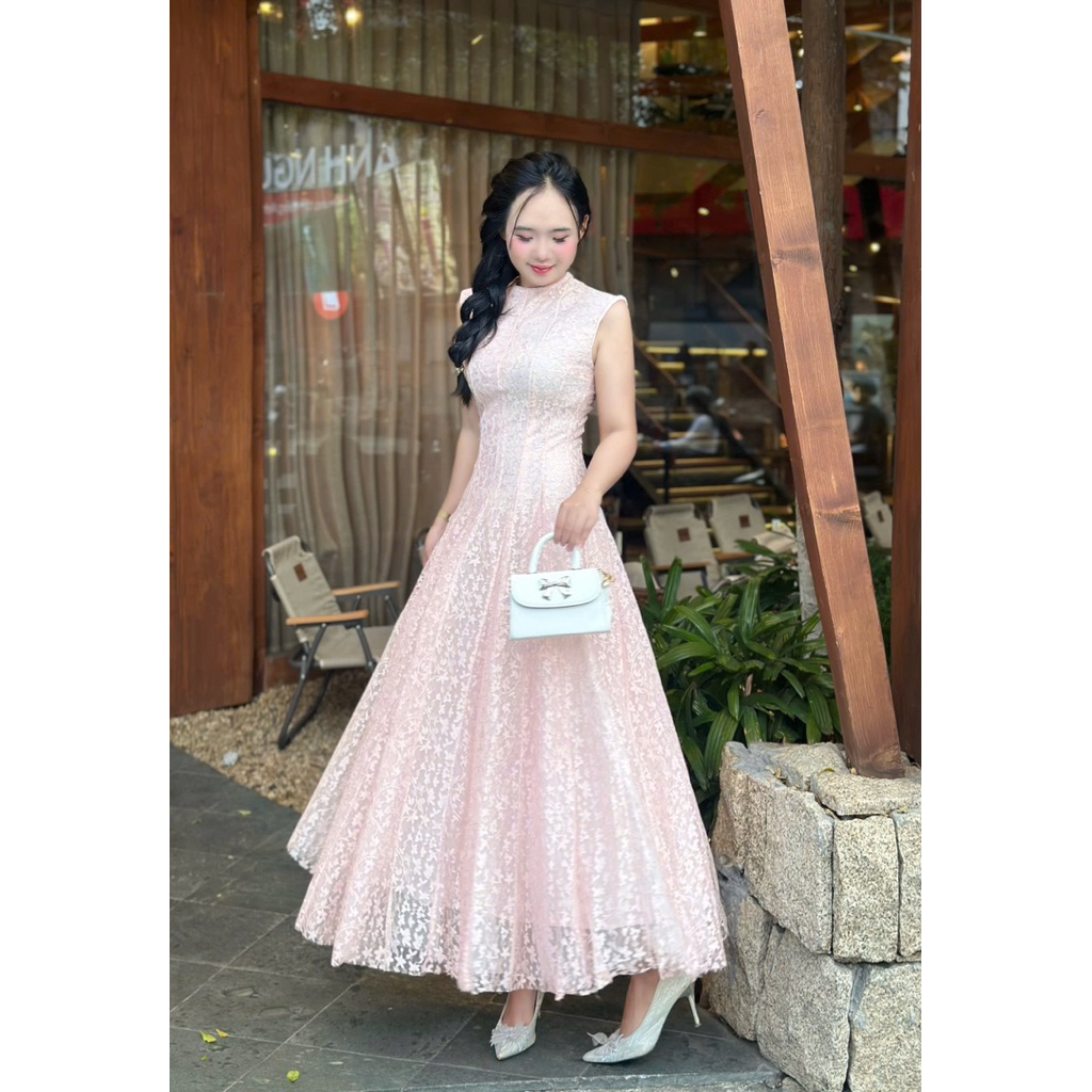 Váy Đầm Ren Hoa Thời trang Nữ LASY D1125 Cổ Tròn Sát Nách Dáng Dài Chuẩn Form Tôn Dáng
