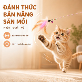 Cần Câu Mèo Vũ Có Chuông 90cm – Đồ Chơi Giúp Mèo Vận Động
