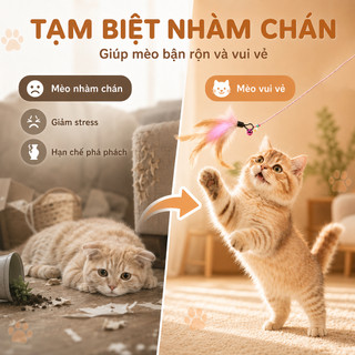 Cần Câu Mèo Vũ Có Chuông 90cm – Đồ Chơi Giúp Mèo Vận Động