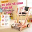 Xe đẩy vệ sinh gỗ bé 3-6 tuổi kích 41×30×55.5cm đồ chơi giáo dục nhập vai