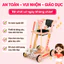 Xe đẩy lau nhà bánh xe êm gỗ an toàn phát triển kỹ năng cho bé