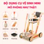 Xe đẩy lau nhà bánh xe êm gỗ an toàn phát triển kỹ năng cho bé