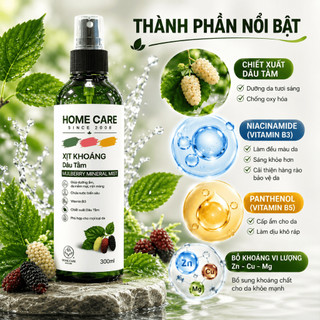 Xịt Khoáng Dâu Tằm Home Care – Dưỡng Ẩm, Dưỡng da, Khóa Nước, Làm Dịu Mát Da Khô Chính Hãng