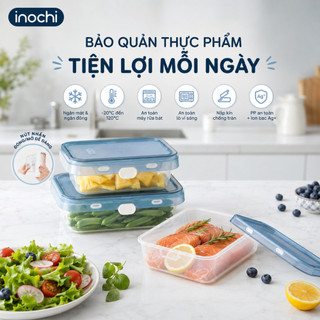 Hộp thực phẩm nút nhấn INOCHI Hokkaido – Nắp kín khí, cao cấp, đóng mở dễ dàng