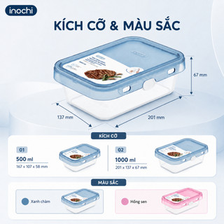 Hộp thực phẩm nút nhấn INOCHI Hokkaido – Nắp kín khí, cao cấp, đóng mở dễ dàng