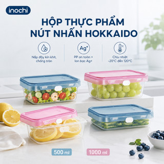 Hộp thực phẩm nút nhấn INOCHI Hokkaido – Nắp kín khí, cao cấp, đóng mở dễ dàng