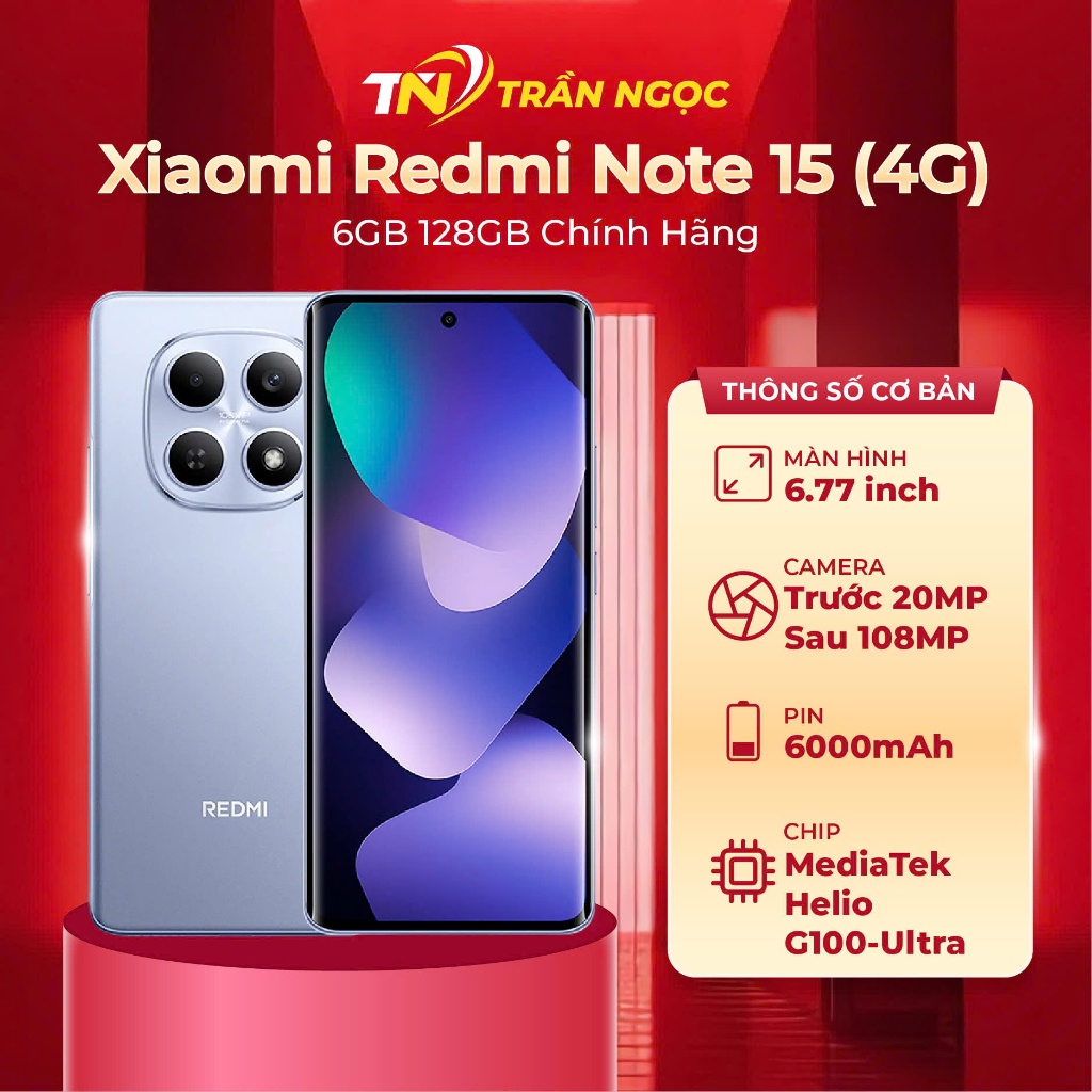 Điện thoại Xiaomi Redmi Note 15 (4G) 6GB 128GB Chính Hãng