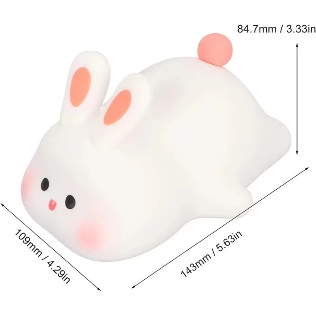 Đèn Ngủ Thỏ Silicon Dễ Thương, Đèn Ngủ Cảm Ứng Trang Trí Phòng Cho Bé