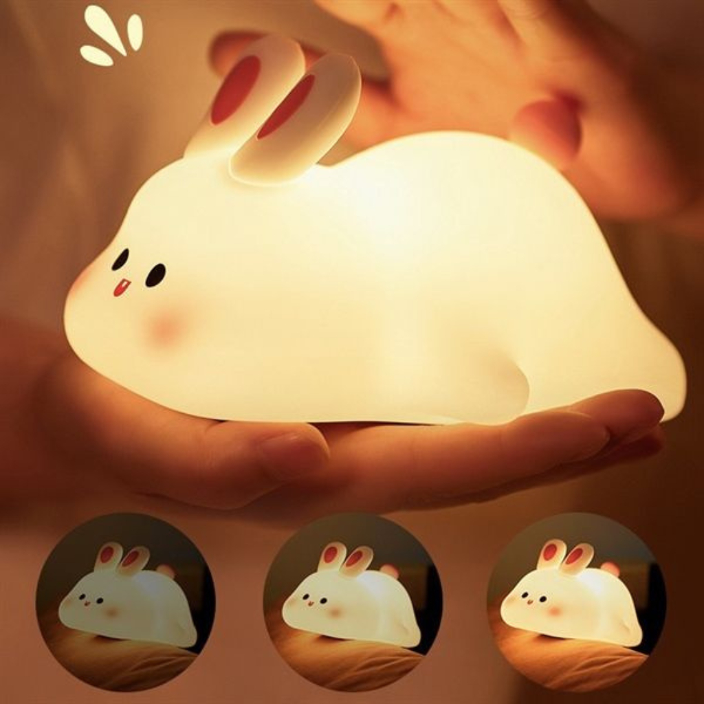 Đèn Ngủ Thỏ Silicon Dễ Thương, Đèn Ngủ Cảm Ứng Trang Trí Phòng Cho Bé