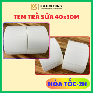 Giấy in tem trà sữa 40×30mm decal in nhiệt, tem dán ly trà sữa cà phê trà chanh