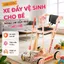 Đồ chơi xe lau nhà gỗ an toàn bộ dụng cụ đầy đủ quà tặng bé trai gái