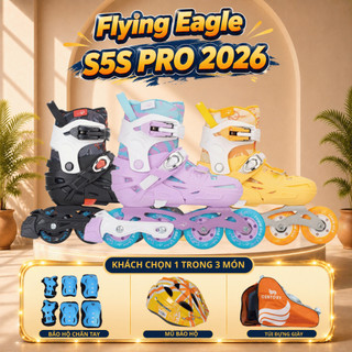 Giày patin trẻ em [Jianer] Flying Eagle S5S Pro Buzz bánh cao su đặc,càng kim loại chịu lực dưới 80kg 3 màu đen/hồng/tím