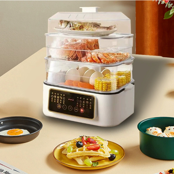 Nồi Hấp Điện 32L  Cao Cấp Đa Chức Năng 3 Tầng Inox, Gia Dụng Tủ Hấp Công Suất Lớn, Có Hẹn Giờ G16