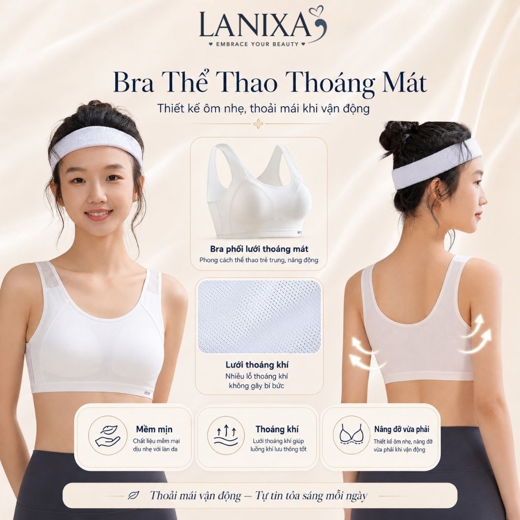 Áo bra nữ thể thao tập gym đệm mút mỏng chất cotton thấm hút mồ hôi mặt sau lưới thoáng mát A611