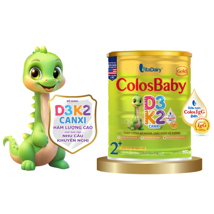 Sữa ColosBaby D3K2 Vitadairy 800g, Sữa Non IgG Vitamin D3K2 Chắc Xương Tăng Miễn Dịch Cho Bé - TN Baby