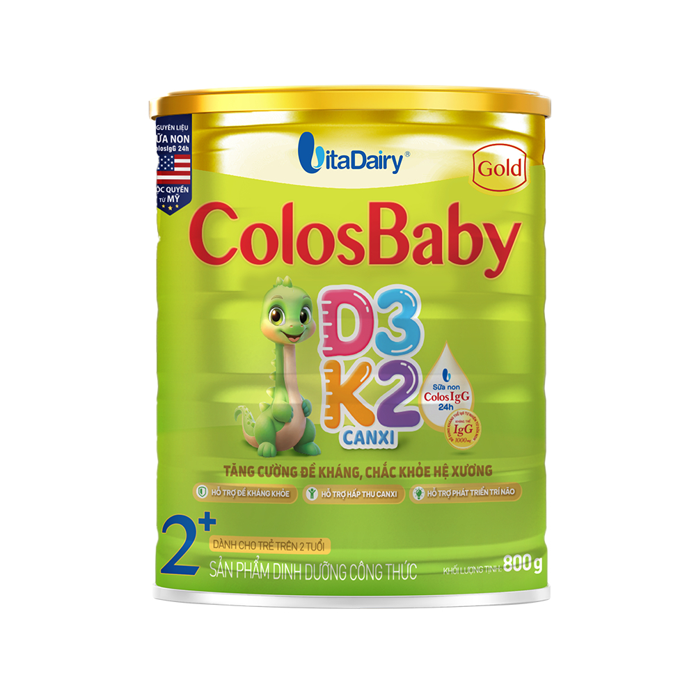 Sữa ColosBaby D3K2 Vitadairy 800g, Sữa Non IgG Vitamin D3K2 Chắc Xương Tăng Miễn Dịch Cho Bé - TN Baby