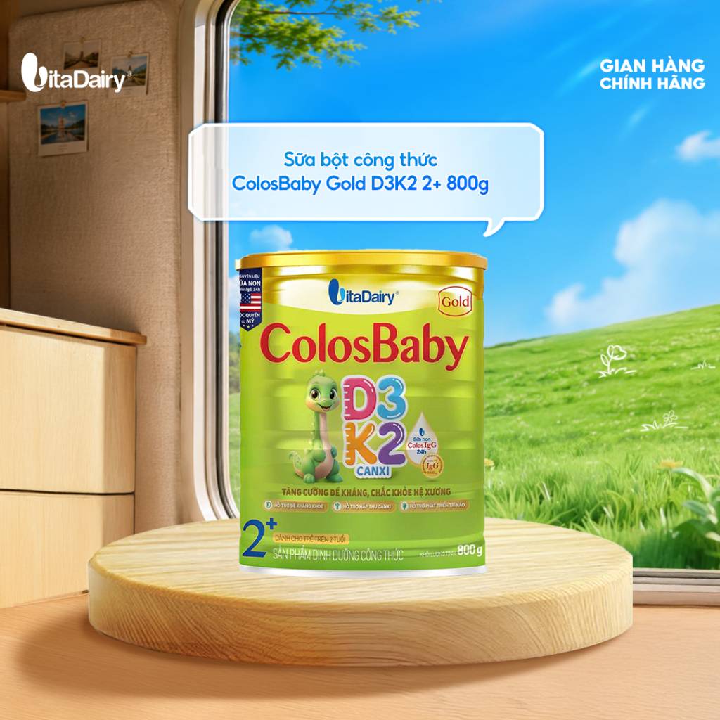 Sữa ColosBaby D3K2 Vitadairy 800g, Sữa Non IgG Vitamin D3K2 Chắc Xương Tăng Miễn Dịch Cho Bé - TN Baby
