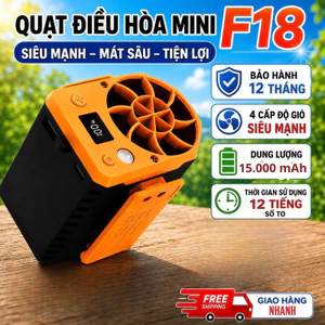 Quạt Đeo Thắt Lưng F18 Siêu Trâu – 10 Cấp Độ Gió, Đeo Hông/Đeo Cổ, Quạt Điều Hòa Mini, Dùng 10H A07