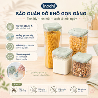 Combo Hộp Đựng Thực Phẩm Khô Inochi - Hokkaido: 500ml/1000ml/1400ml/2100ml, Nhựa PP, An Toàn