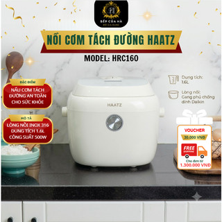 Nồi Cơm Điện Haatz 1.6L HRC160 Thiết Kế Hiện Đại Sang Trọng, Công Suất 500W Nấu Cơm Nhanh - Bếp Của Hà