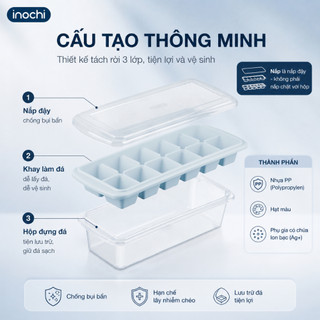 Combo 5 khay đá Inochi kèm hộp – Cao cấp, chất liệu an toàn