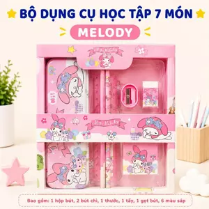 Bộ dụng cụ học tập Bộ đồ dùng học tập 7 món Đồ Dùng Đi Học kèm hộp quà lung linh chủ đề hoạt hình cho bé yêu- PUPU HOUSE