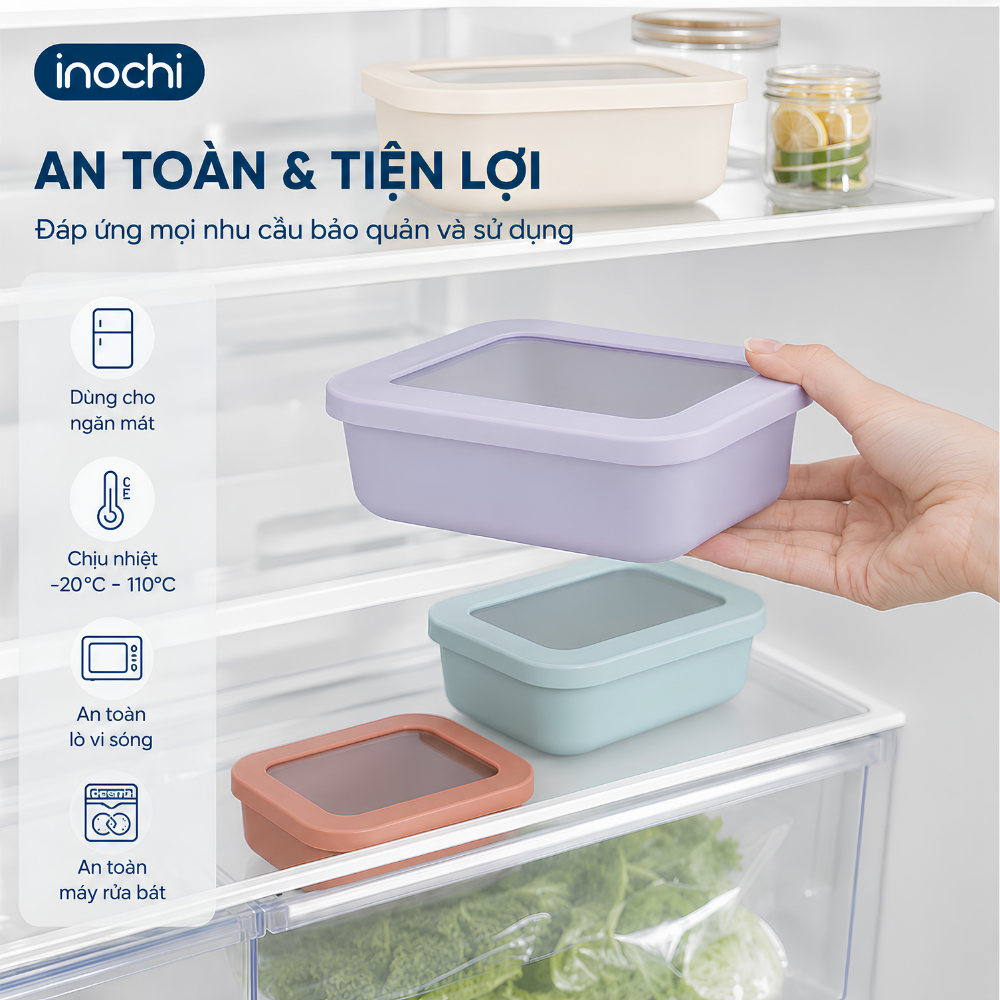HỘP BẢO QUẢN thực phẩm Hokkaido Inochi 500ml, nhựa PP nguyên sinh an toàn, kháng khuẩn. Nắp Silicon