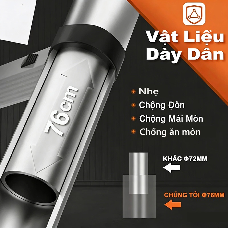 Thang Rút Đơn Chữ I Thang Rút Nhôm Inox Rút Đơn Cao 1.9m-6m an toàn cho gia đình Dễ dàng mang theo