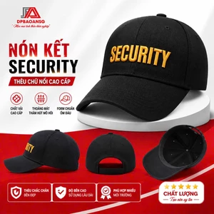 Nón Bảo Vệ Security Thêu Nổi 3D Cao Cấp - Mũ Bảo Vệ Màu Đen Kaki Cotton Dày Dặn - Khóa Dán Điều Chỉnh