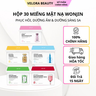 Hộp 30 miếng mặt nạ Wonjin Effect 350g dưỡng sáng cấp ẩm phục hồi & giúp da căng mịn Hàn Quốc