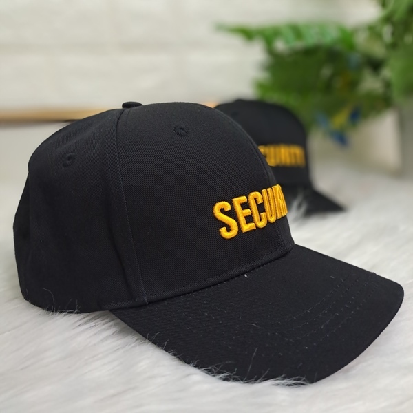 Nón Bảo Vệ Security Thêu Nổi 3D Cao Cấp - Mũ Bảo Vệ Màu Đen Kaki Cotton Dày Dặn - Khóa Dán Điều Chỉnh