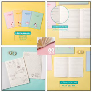 Combo 5/10 Tập Học Sinh BST "Bao Đậu" Classmate Kẻ 4 Ôly 80gsm Size A5/B5 Giấy Vàng Chống Loá Mắt, Giấy Ăn Mực Không Lem