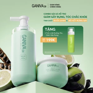 Combo Dầu Gội Dầu Xả Ganiva Xanh Kèm Xịt Mọc Tóc Dưỡng Tóc Giúp Mọc Tóc Mềm Mượt