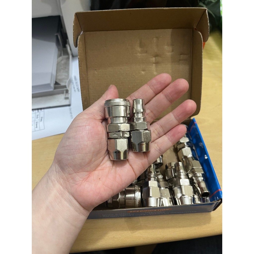 Đầu nối nhanh Φ8mm, Φ10mm, Φ12mm | Bộ khớp nối nhanh dây hơi khí nén bằng thép không gỉ